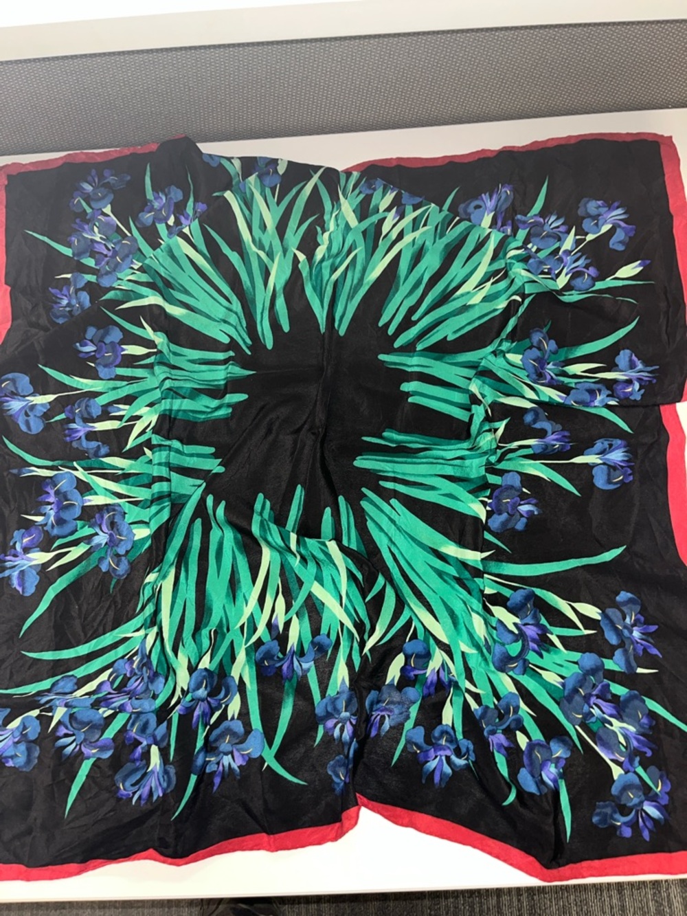Museum of fine arts Black Floral Silk Scarf with irises